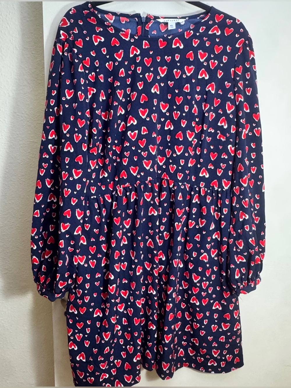 POPSUGAR Navy Dress with Red and White Heart Print‎